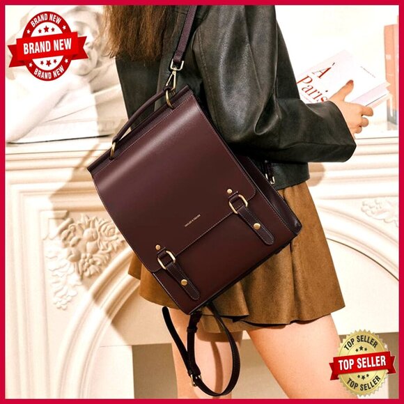 Large Genuine Leather Backpack Purse with Adjustable Straps for College Travel main image 4
